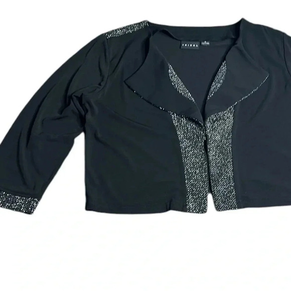 TRIBAL formal blazer, women medium. Black,bling silver, v neck,one hook,event - Picture 10 of 11